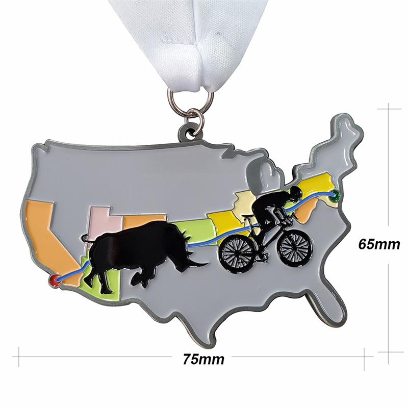 Custom Cycling race medal with ribbons
