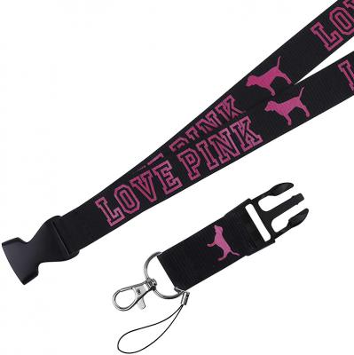 Love Pink Lanyard Custom Nylon Pink Neck Strap Schlüsselanhänger ID Holder Lanyard
